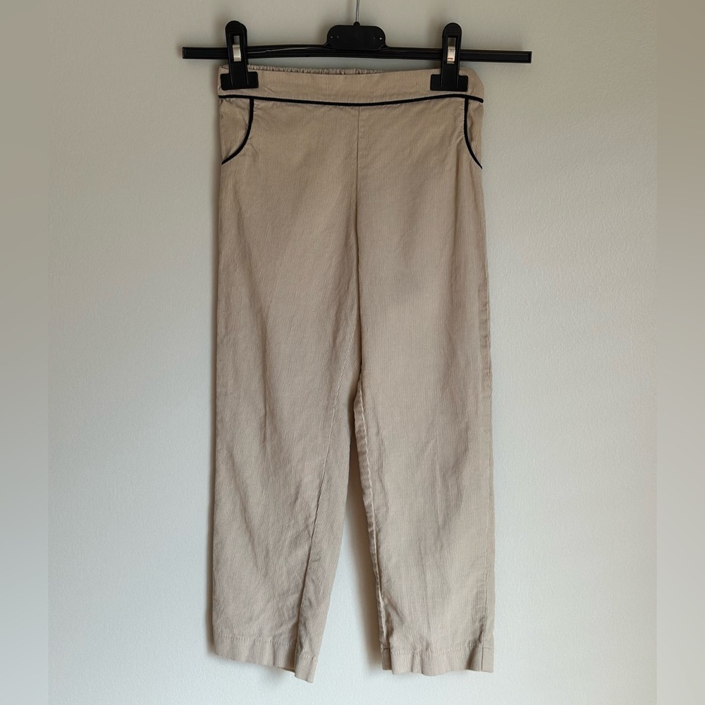 Bella Bliss Boys Khaki Corduroy Pants With Navy Piping Size 6 Dress Pant